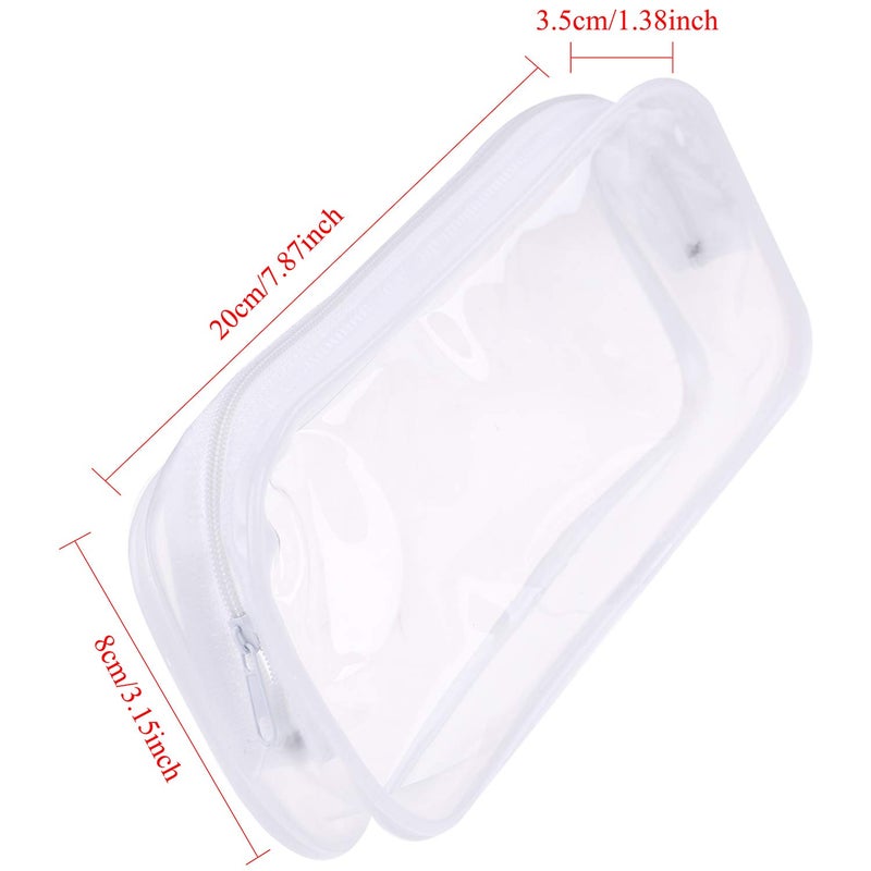 XGOOD 8 Pieces Clear Pencil Case PVC Makeup Pouch Zippered Pencil Case Toiletry Carry Pouch Big Capacity Bags Portable Pencil Bags for Women,Students,Men,Kids Gifts(White) - Image 2